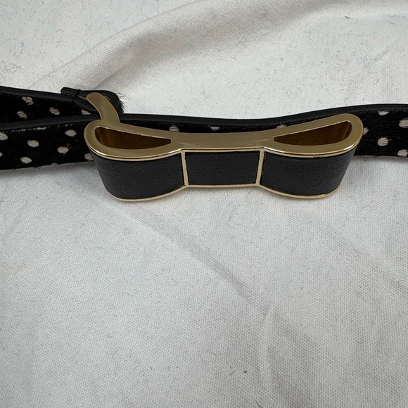 Kate Spade New York In the Loop Polka Dot Bow Belt Calf Hair Leather L - Picture 2 of 8